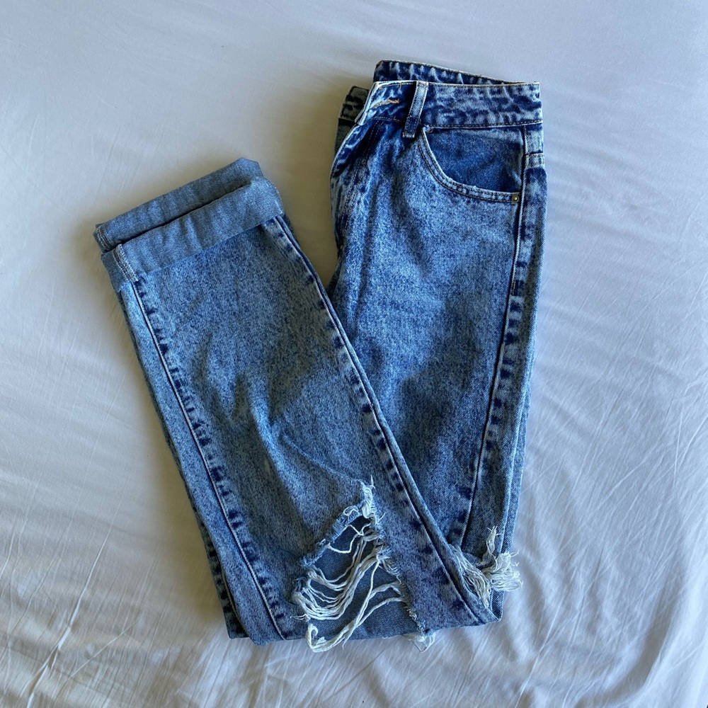 Bleach Washed Blue Jeans